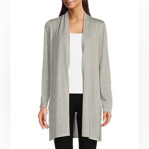 Eileen Fisher WOOL Light Gray Open Cardigan